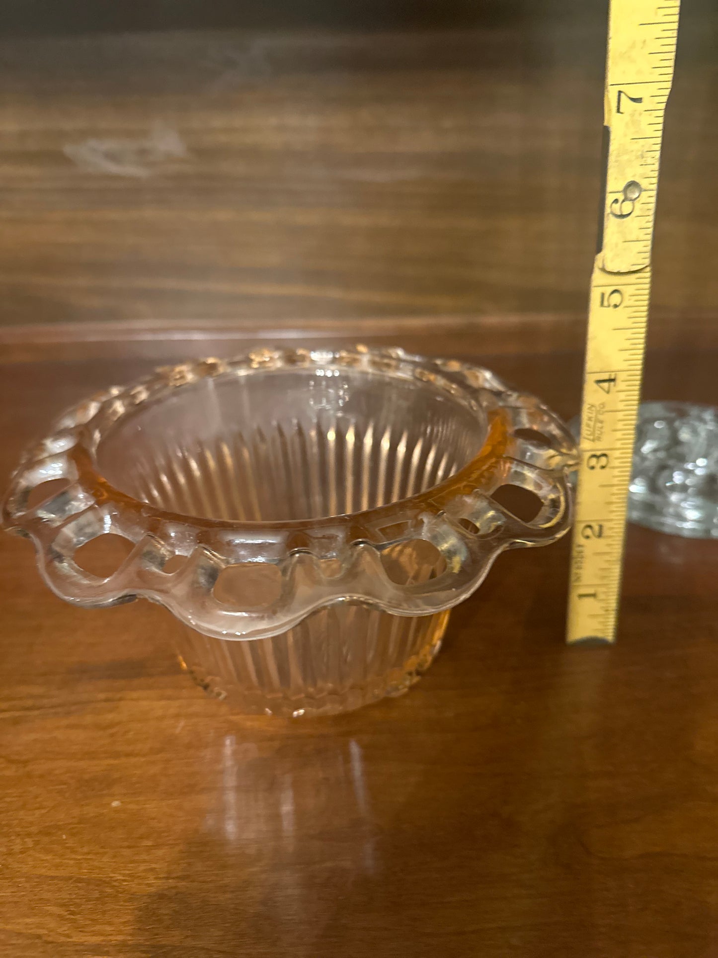 Anchor Hocking Pink Depression Glass Flower Bowl and Vase