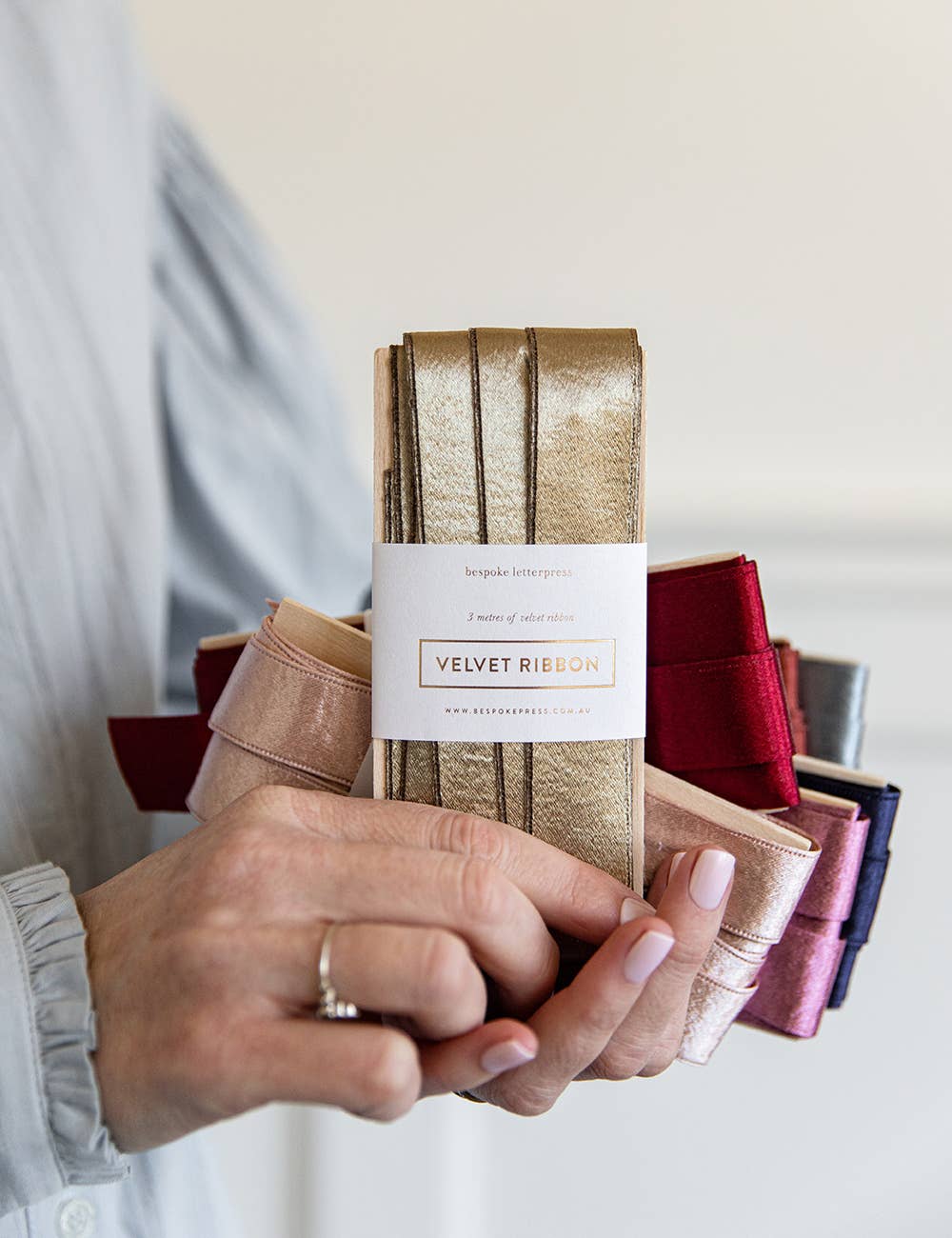 Bespoke Letterpress - Gold Velvet Ribbon