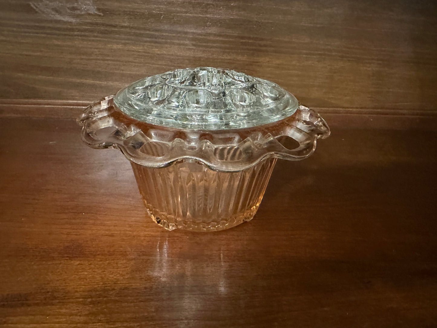 Anchor Hocking Pink Depression Glass Flower Bowl and Vase