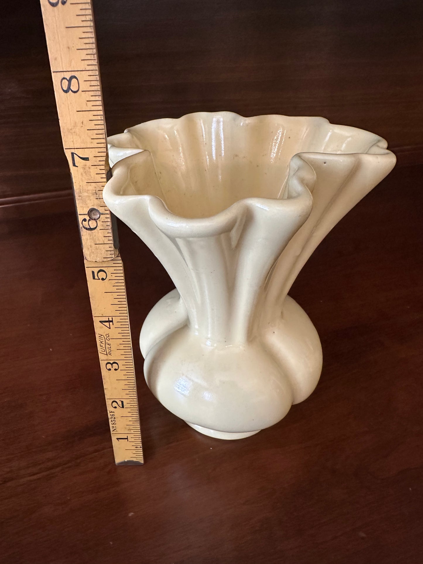 Camark Vintage Pale Yellow Fluted Vase