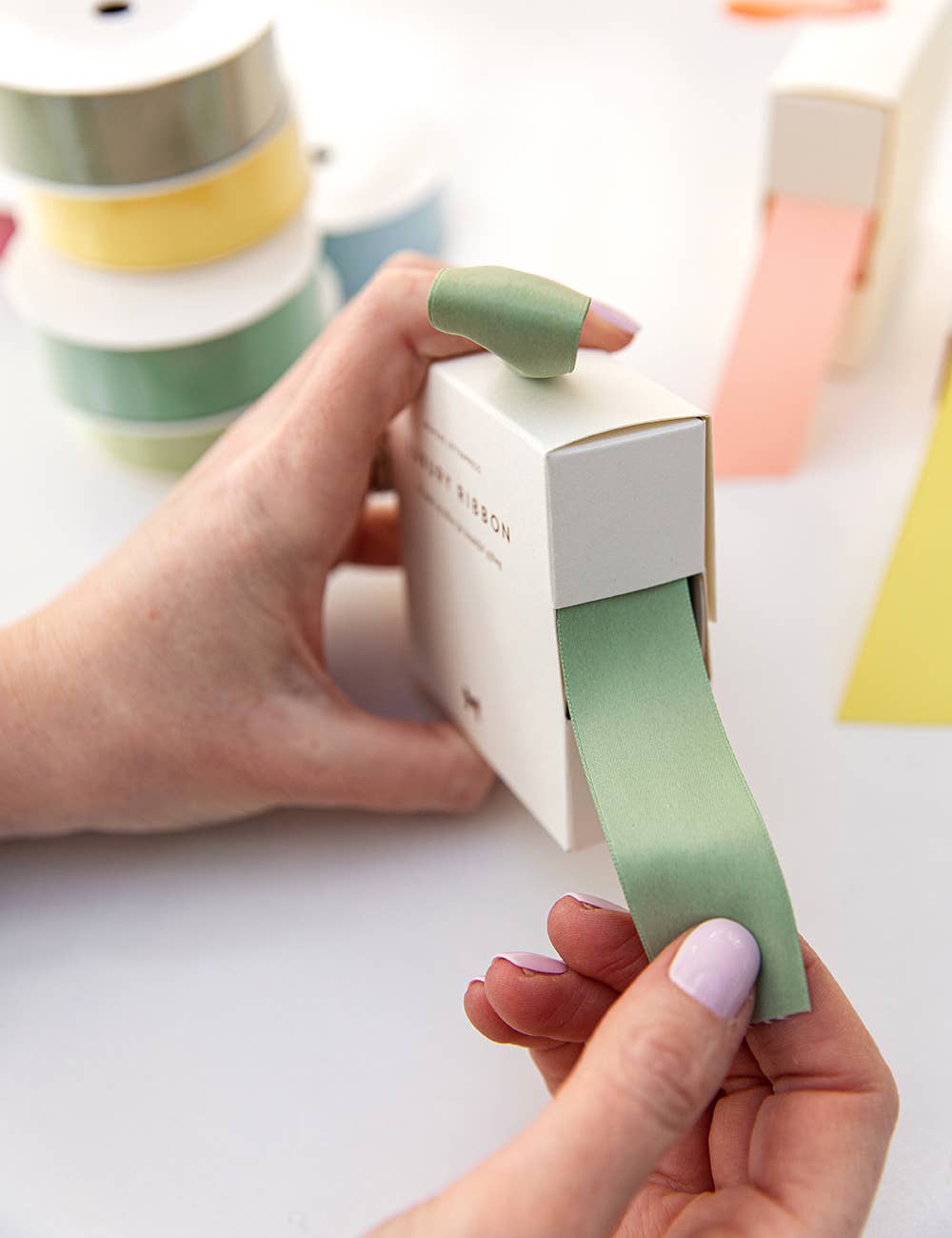 Bespoke Letterpress - Sage Luxury Satin Ribbon - 10 metres