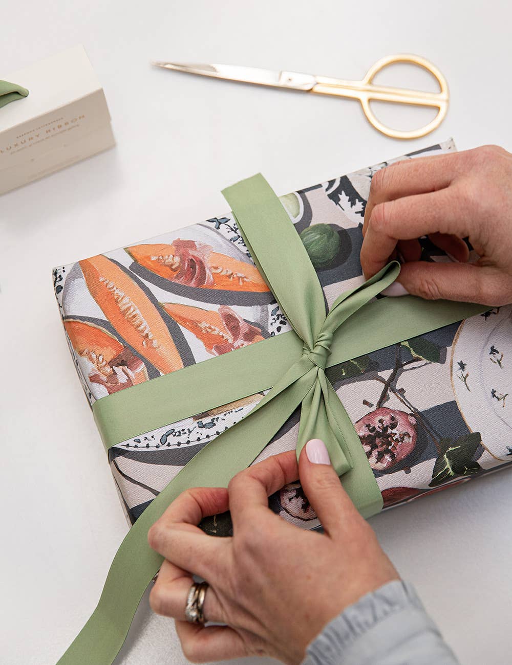 Bespoke Letterpress - Sage Luxury Satin Ribbon - 10 metres