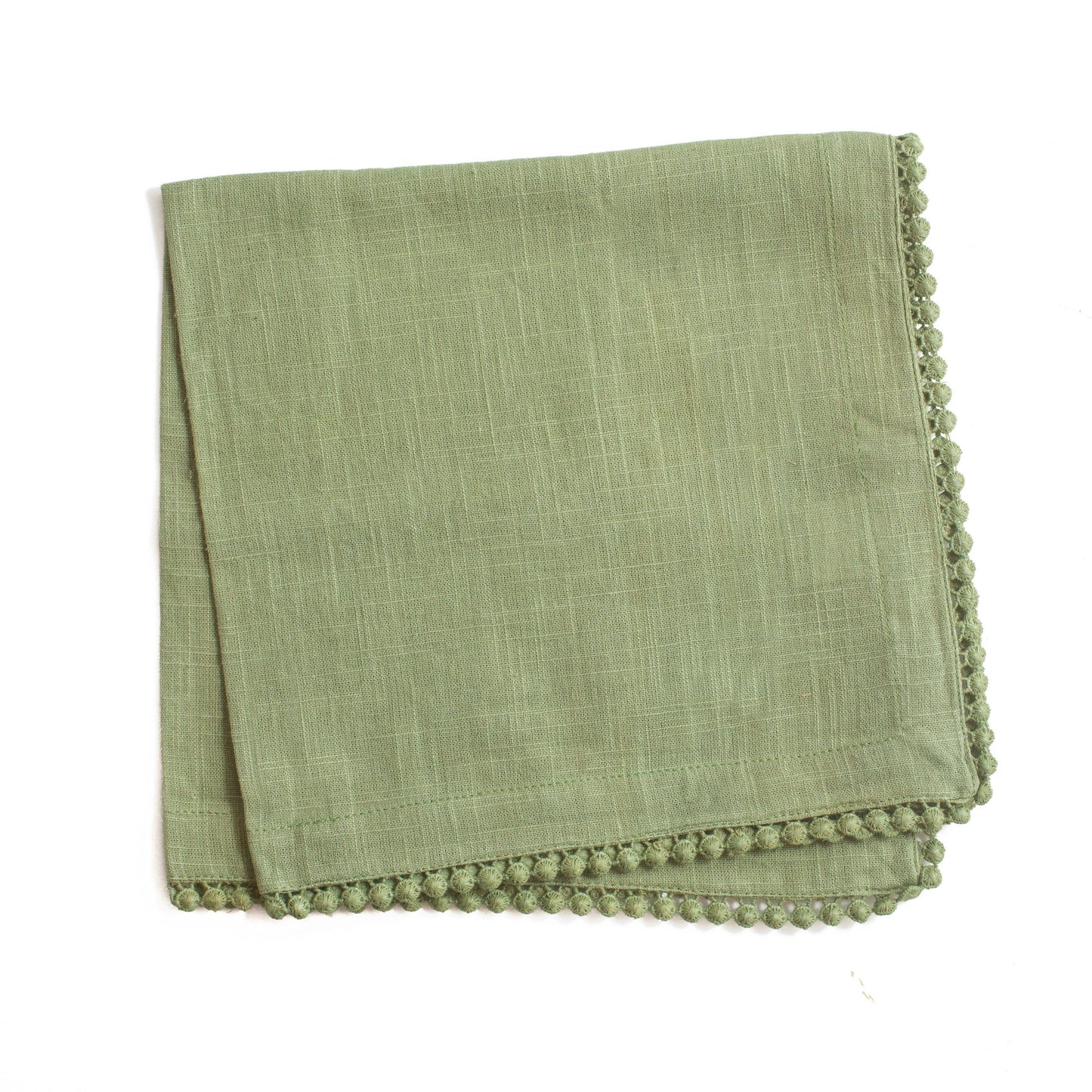 Cotton Lace Trimmed Cloth Napkin - Green - Set of 4