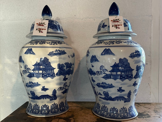 Blue and White Porcelain Chinese Ginger Jars