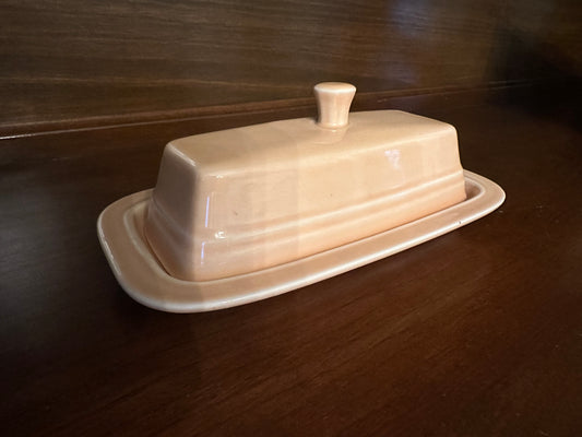 Vintage Apricot Fiesta Ware Butter Dish