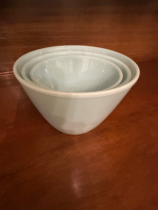 Fire King Turquoise Delphite Nested Mixing Bowls