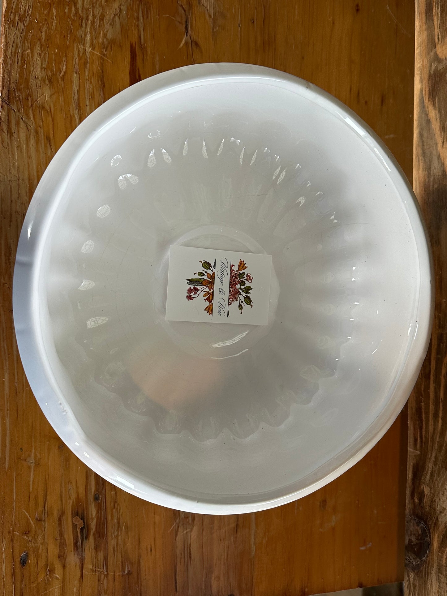 Large Ribbed Ceramic Pedestal Bowl or Compot