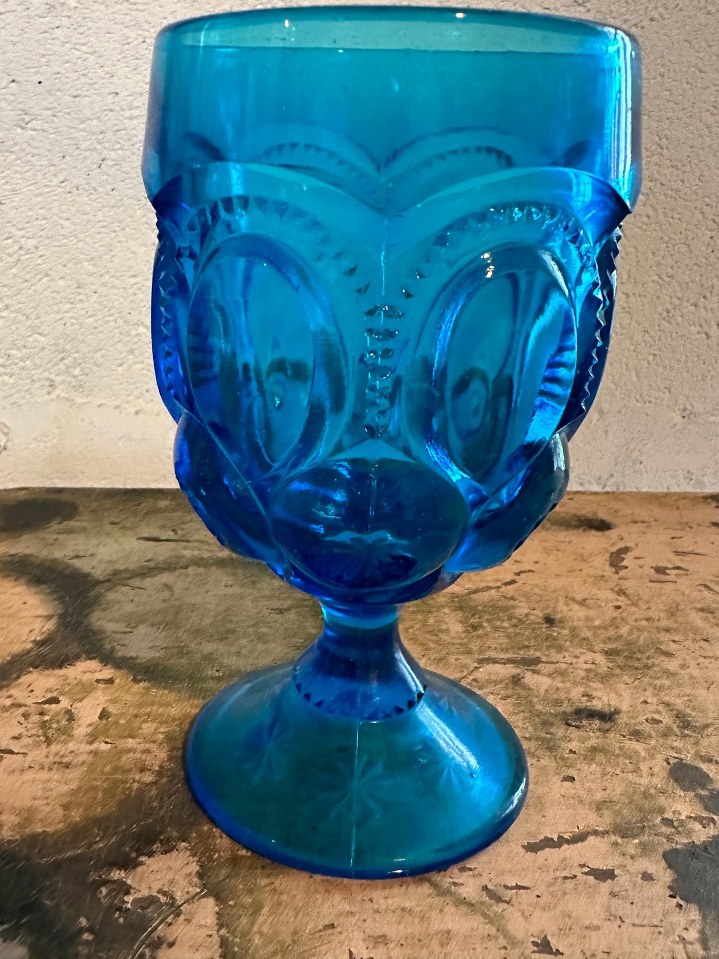 Blue L.E. Smith Moon and Star Goblets - Set of 6