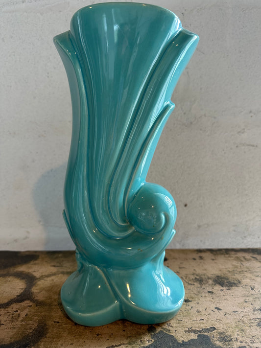 Vintage USA Pottery Teal Vase