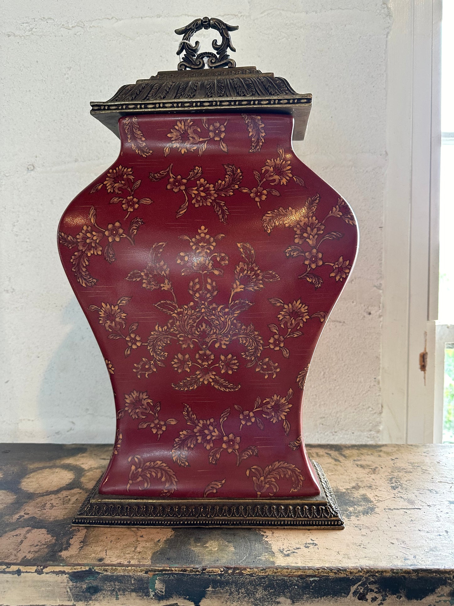 Horchow Ceramic and Brass Imperial Style Urn