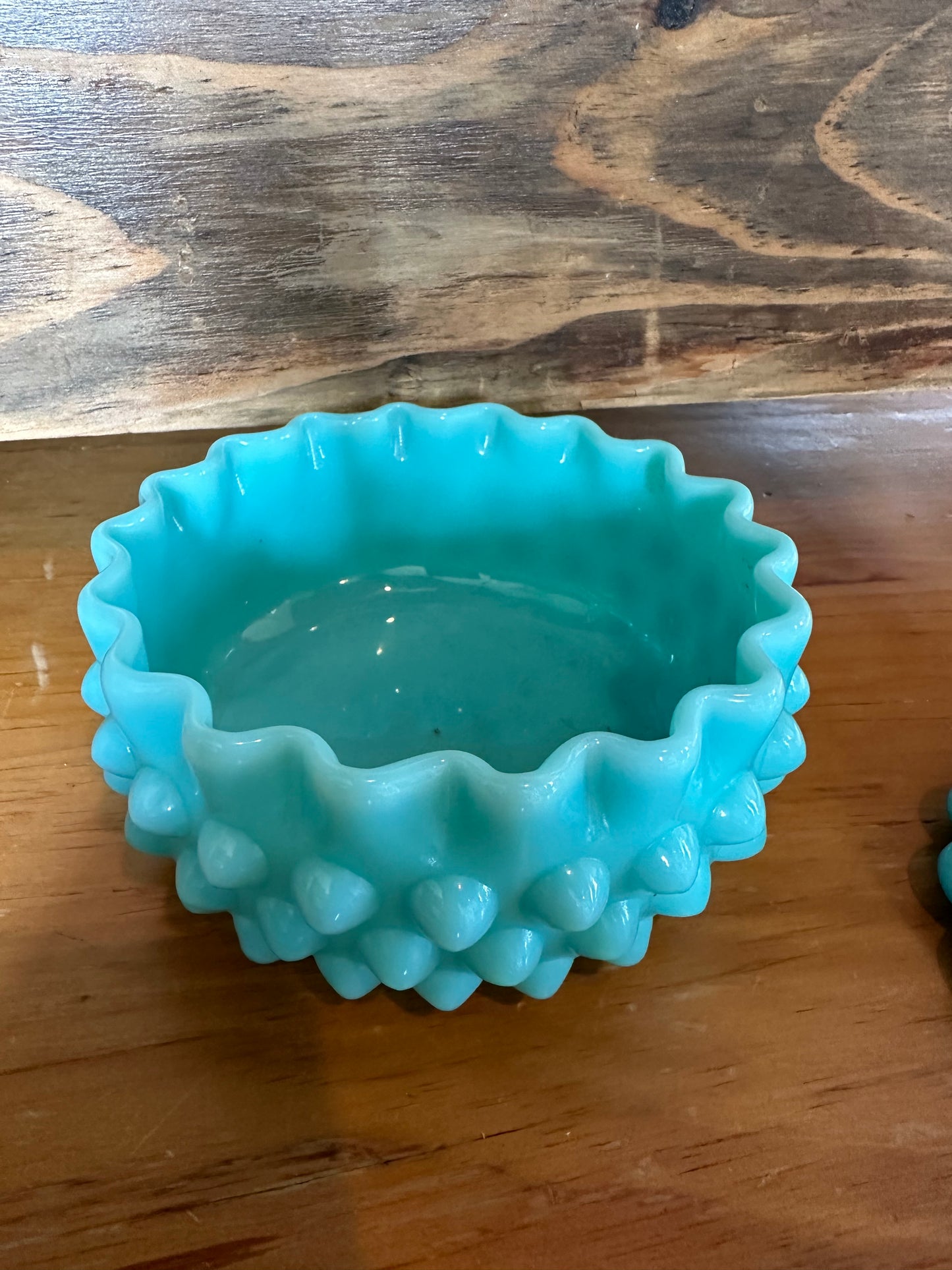 Vintage Fenton Hobnail Turquoise Candy Dish