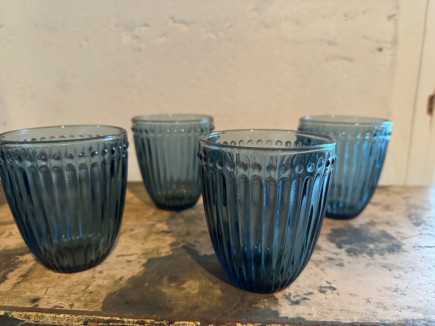 Blue Beaded and Rimmed Tumblers