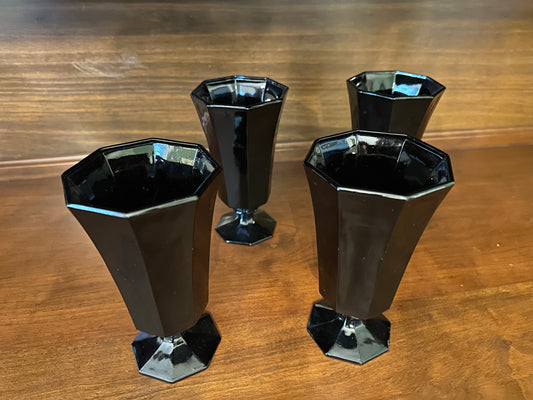 Vintage Black Octagonal 9oz Ice Tea Goblet Set