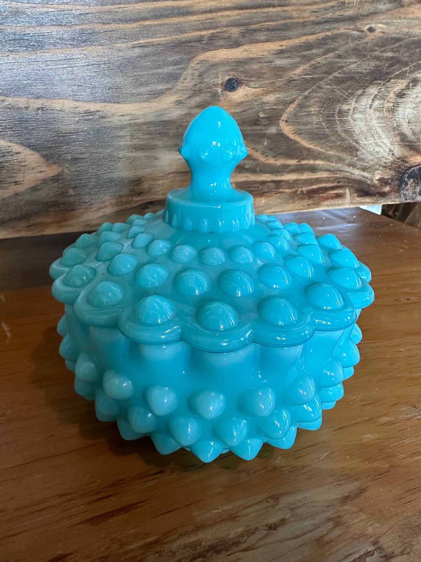 Vintage Fenton Hobnail Turquoise Candy Dish