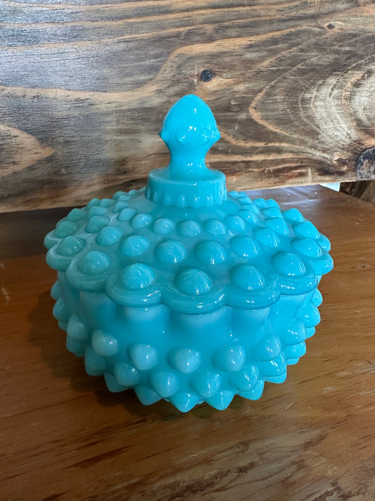 Vintage Fenton Hobnail Turquoise Candy Dish