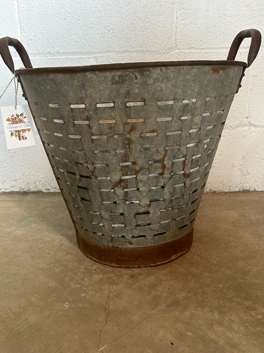 Galvanized Olive Basket