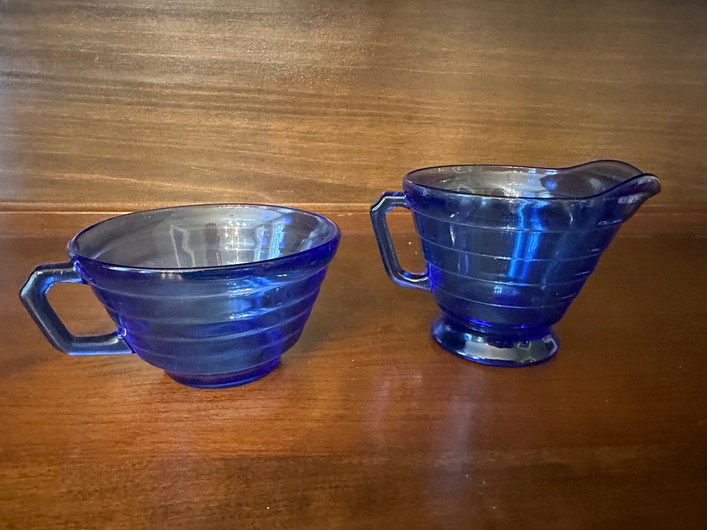 Vintage Hazel Atlas Cobalt Blue Sugar and Creamer Set