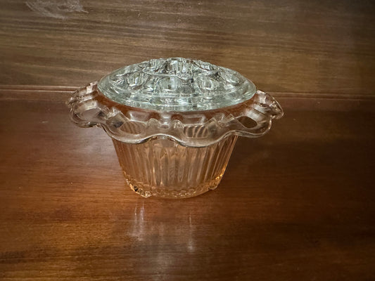 Anchor Hocking Pink Depression Glass Flower Bowl and Vase