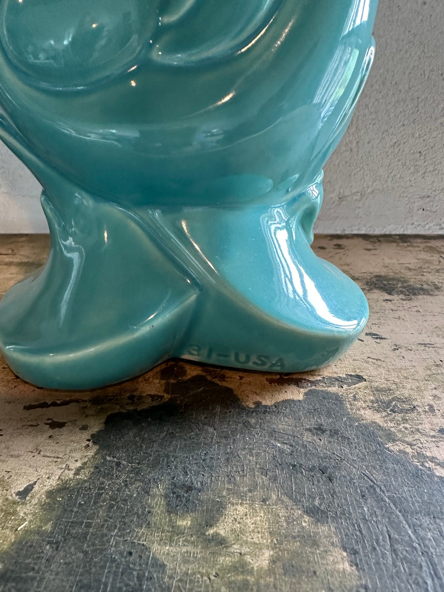 Vintage USA Pottery Teal Vase