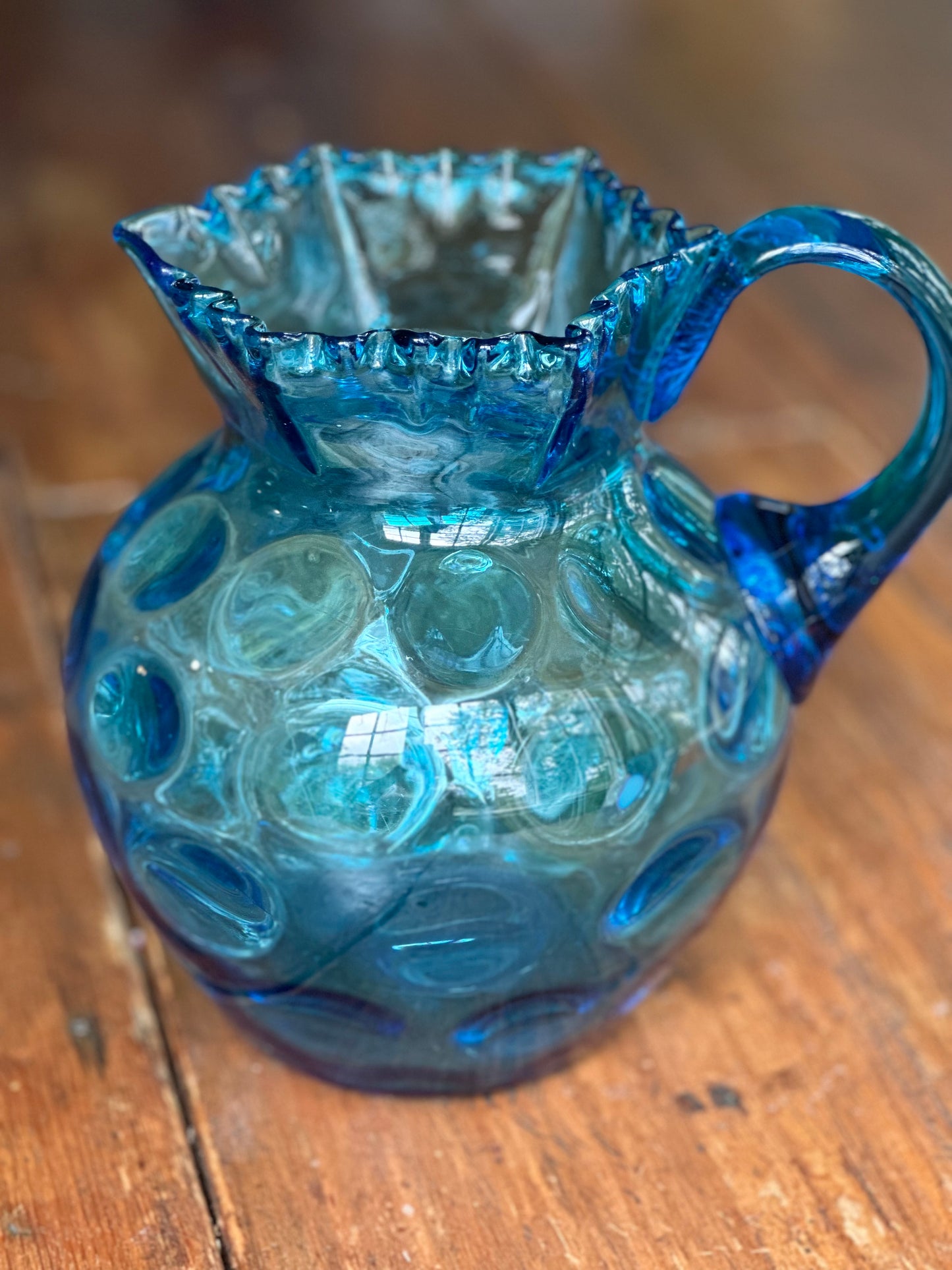 Fenton Blue Glass Pitcher