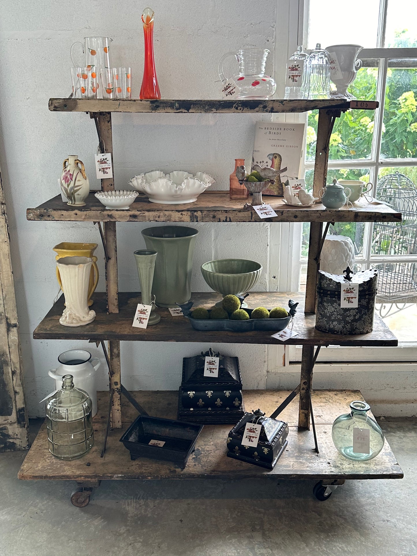 Vintage Retail Display Shelves on Wheels