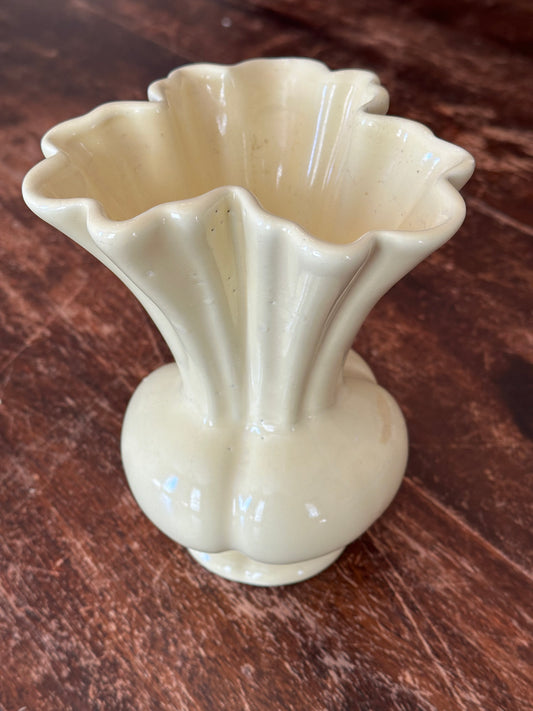 Camark Vintage Pale Yellow Fluted Vase