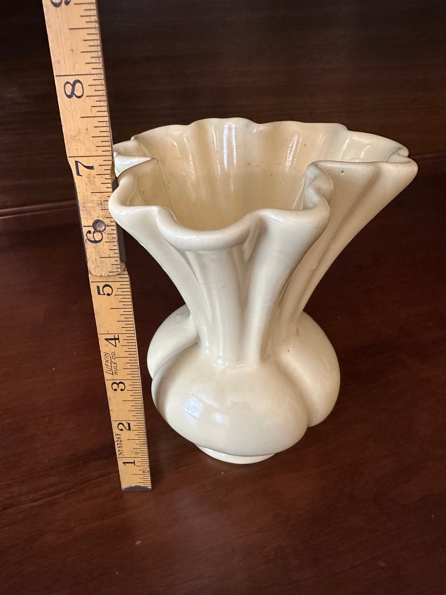 Camark Vintage Pale Yellow Fluted Vase