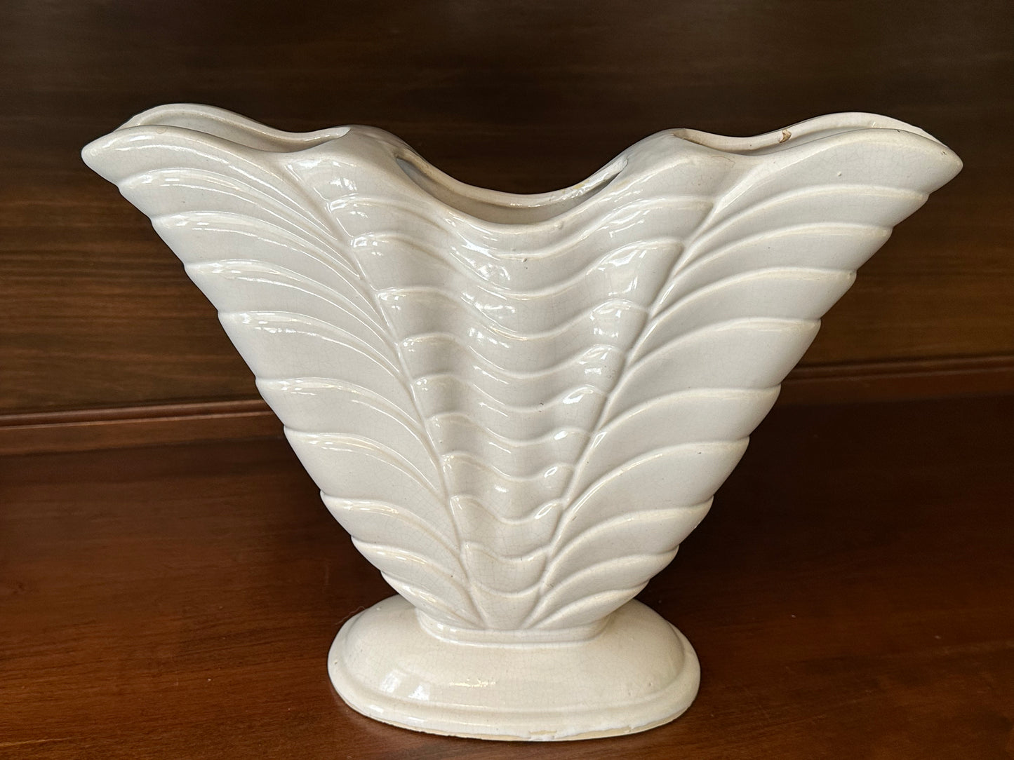 Large Roseville Triple Fan Vintage Vase