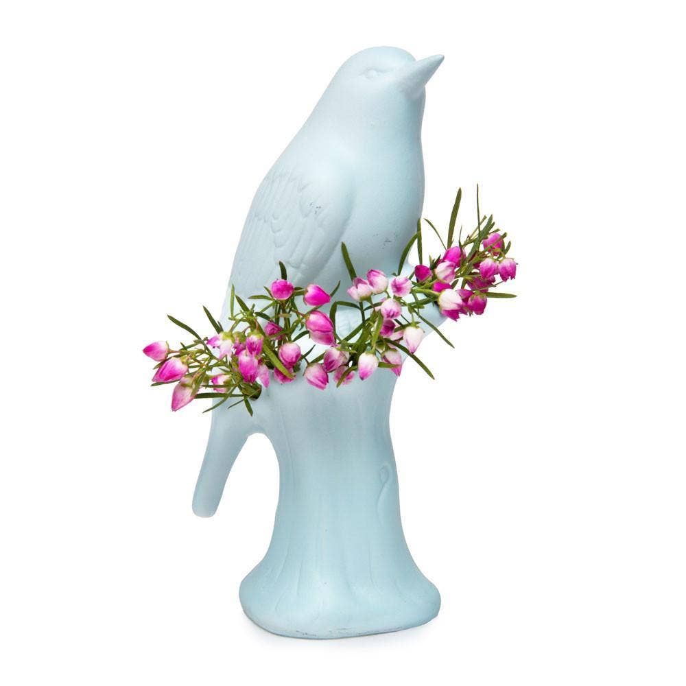 Porcelain Bird Bud Vase - Baby Blue