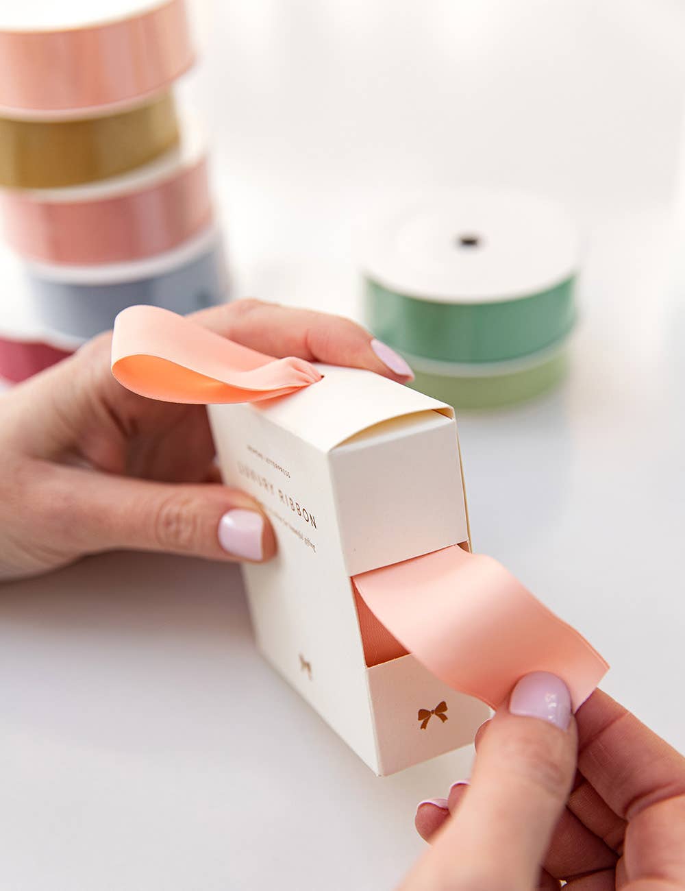 Bespoke Letterpress - Peach Luxury Satin Ribbon - 10 metres