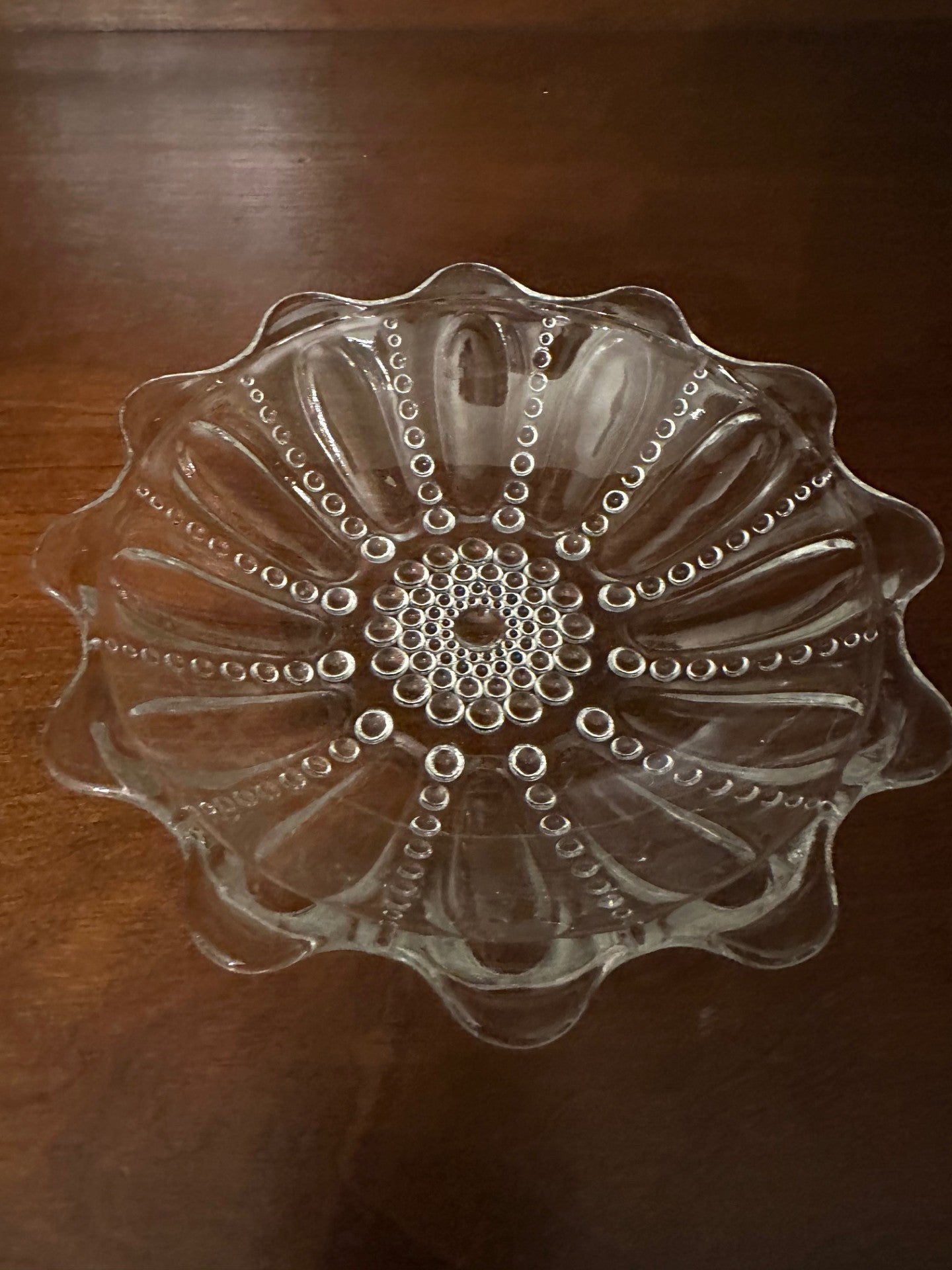 Vintage Scalloped Hob Nob Depression Glass Candy Dish