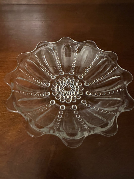 Vintage Scalloped Hob Nob Depression Glass Candy Dish